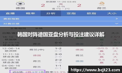 必一韩国对阵德国亚盘分析与投注建议详解